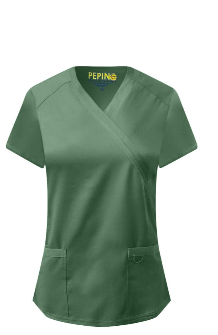 Blusa cruzada simulada de Pepino Uniforms