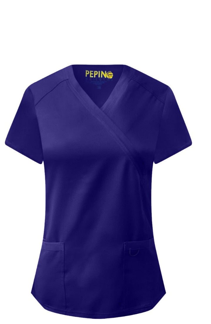 Blusa cruzada simulada de Pepino Uniforms