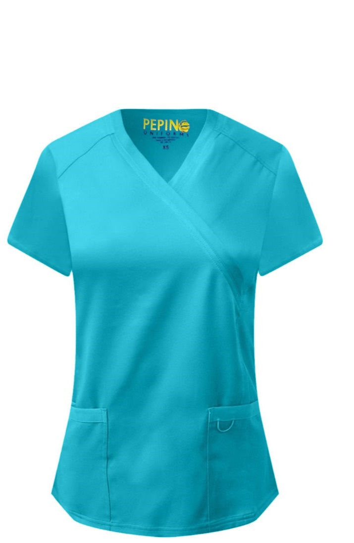 Blusa cruzada simulada de Pepino Uniforms
