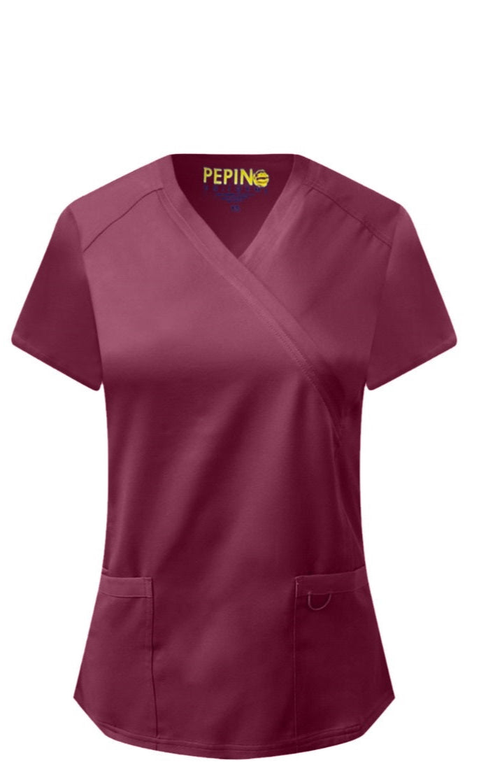 Blusa cruzada simulada de Pepino Uniforms