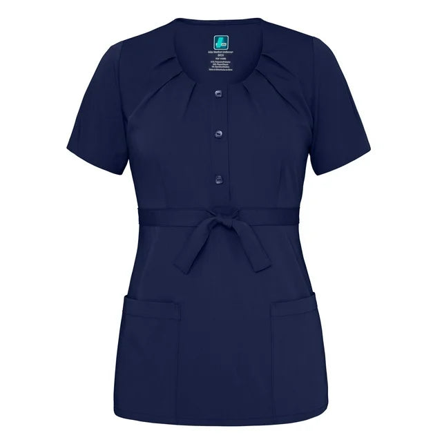 Blusa médica plisada con escote redondo Indulgence de Adar