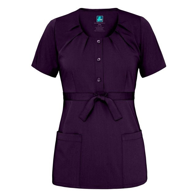 Blusa médica plisada con escote redondo Indulgence de Adar