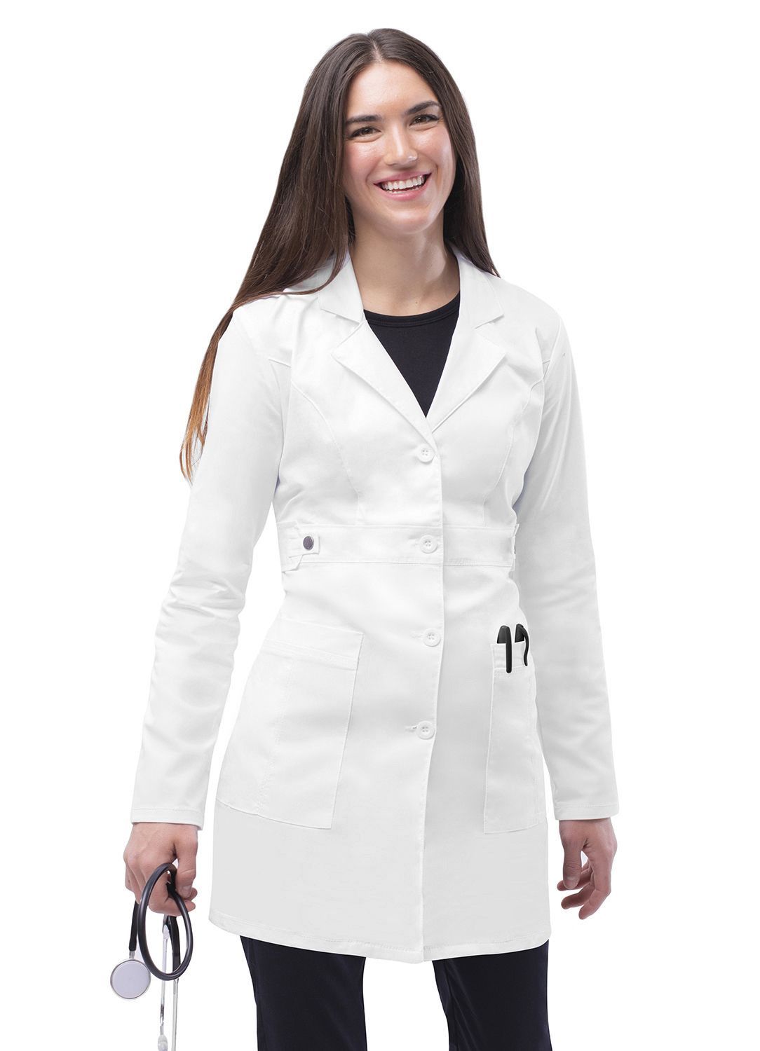Blouse de laboratoire extensible Adar Pop pour femmes de 36 po avec taille à patte