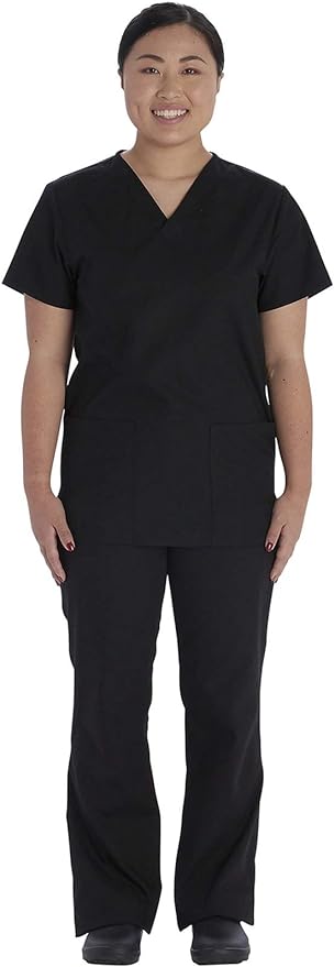Conjunto de blusa quirúrgica con cuello en V y pantalones con cintura elástica unisex para enfermeras Sweet Doll