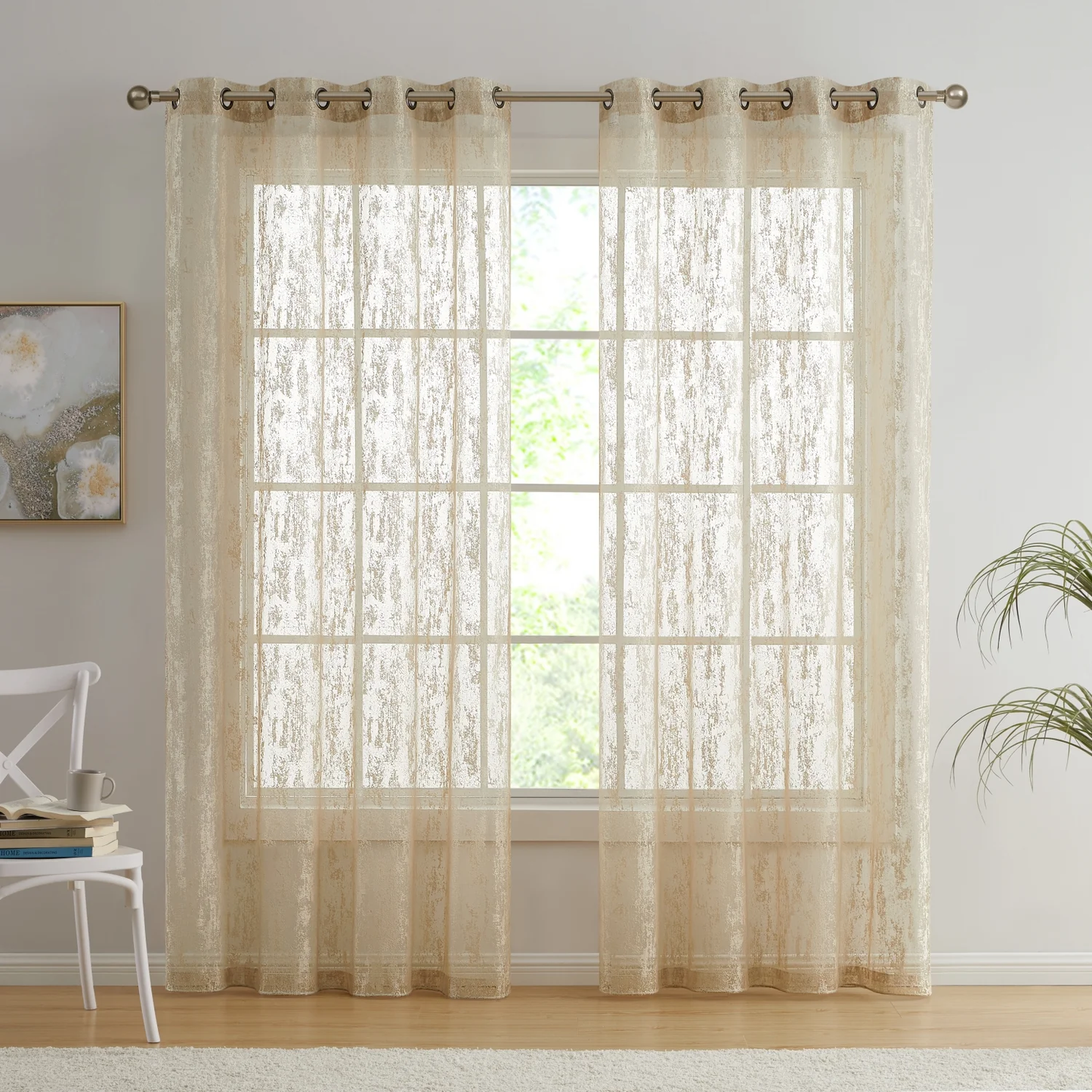 HLC Crawford Abstract Grommet Sheer Curtains