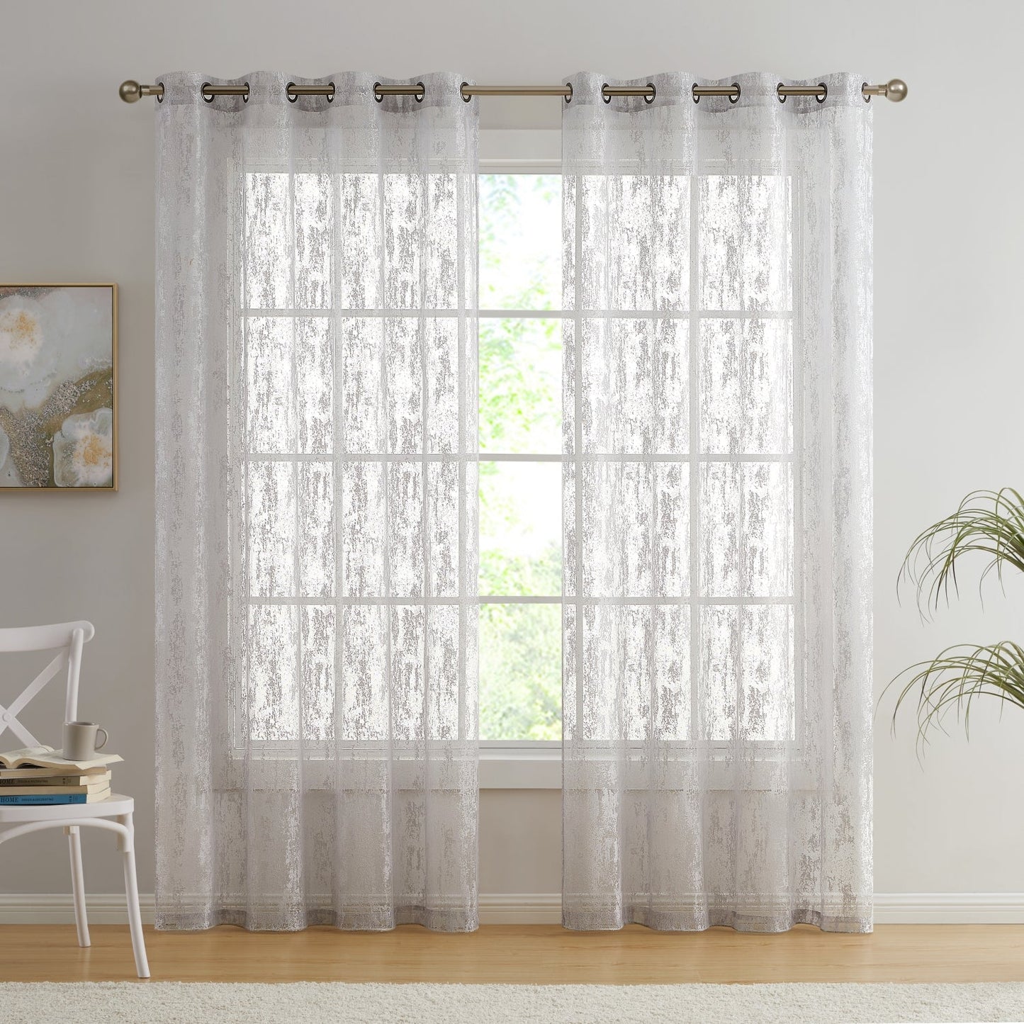 HLC Crawford Abstract Grommet Sheer Curtains