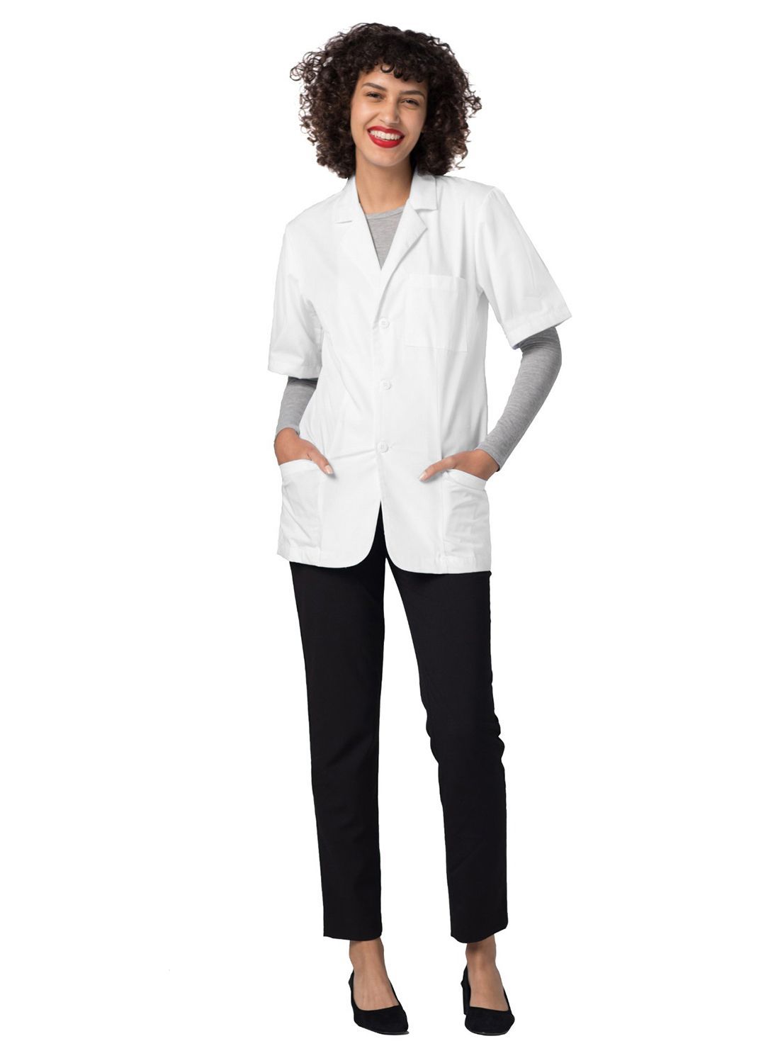 Bata de laboratorio de consulta unisex de manga corta de 31" de Adar Universal