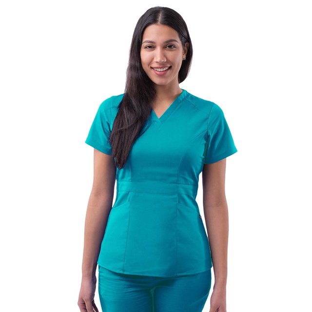 Adar Pro Tailored Peplum Scrub Top