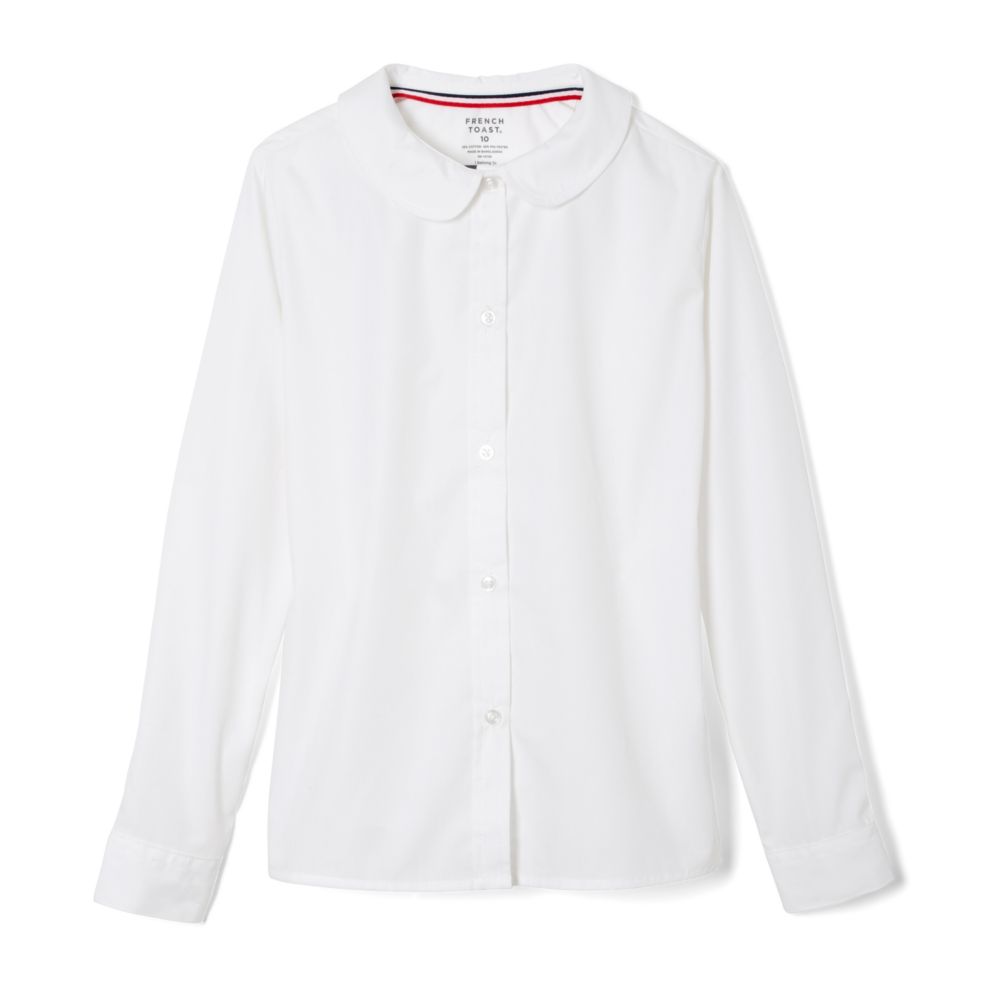 French Toast Blusa de manga larga con cuello Peter Pan para niñas