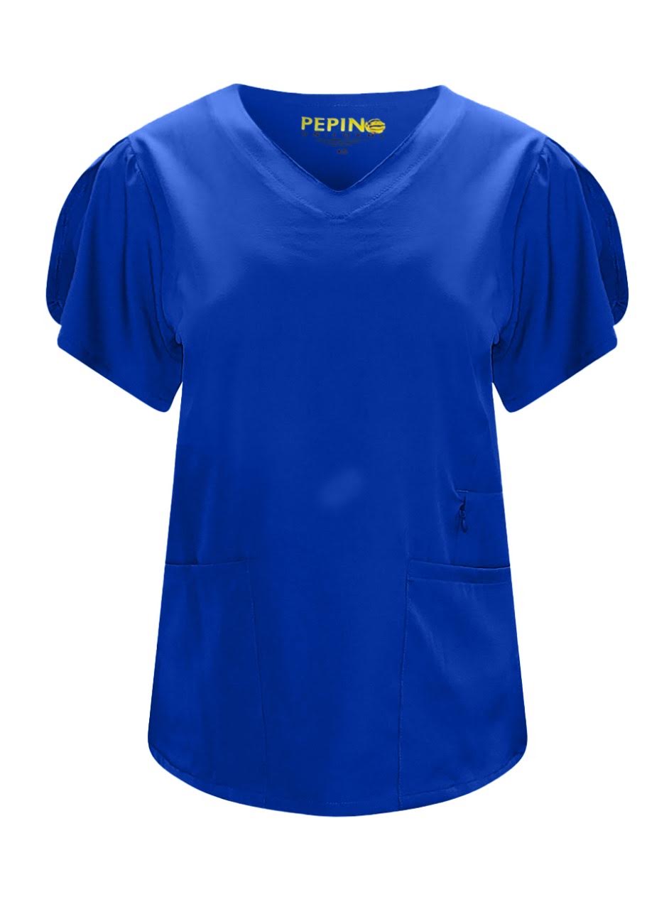 Pepino Uniforms Hidden Zipper V-Neck Top