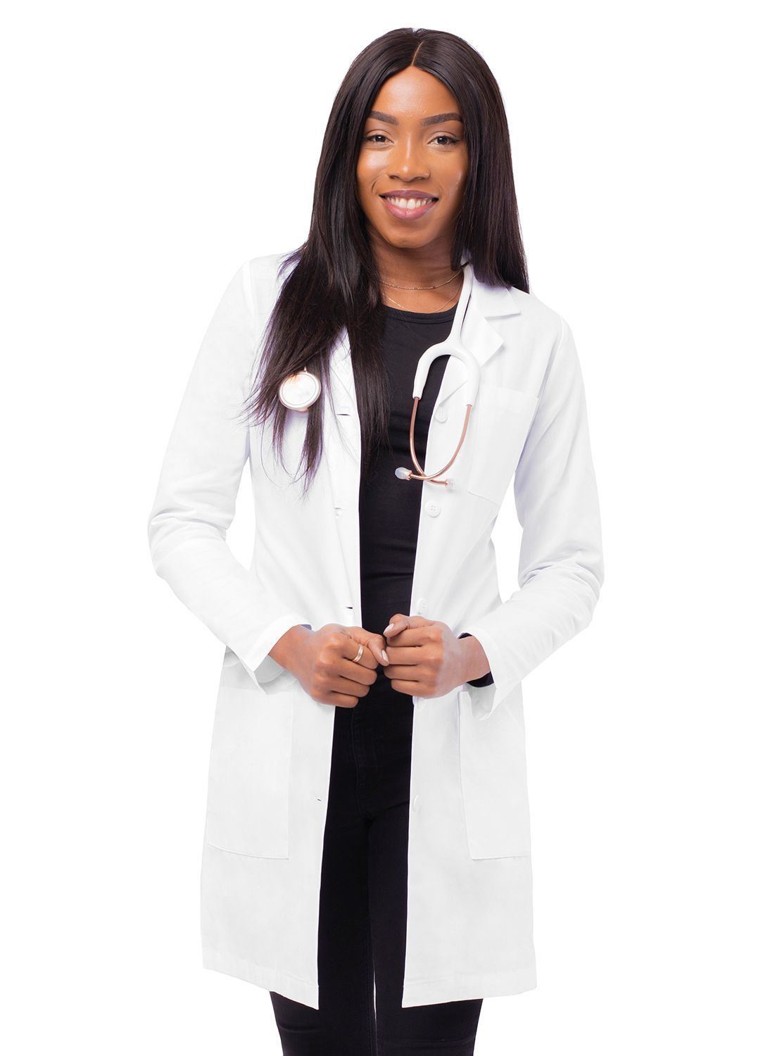 Bata de laboratorio de corte entallado para mujer de 36" de Adar Universal