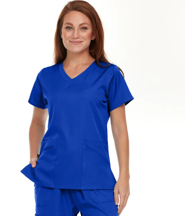 Blusa médica con escote en V redondo de Pepino Uniforms