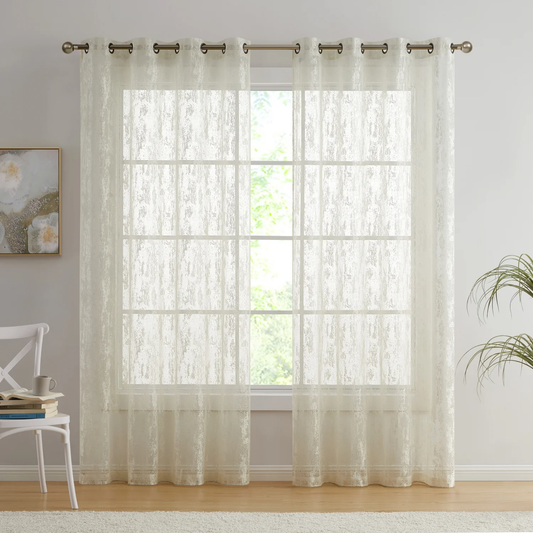 HLC Crawford Abstract Grommet Sheer Curtains