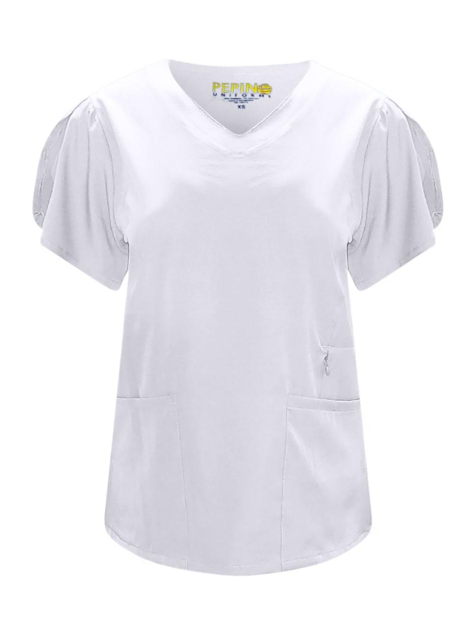 Pepino Uniforms Hidden Zipper V-Neck Top
