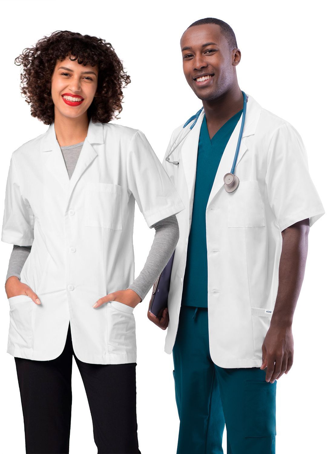 Bata de laboratorio de consulta unisex de manga corta de 31" de Adar Universal