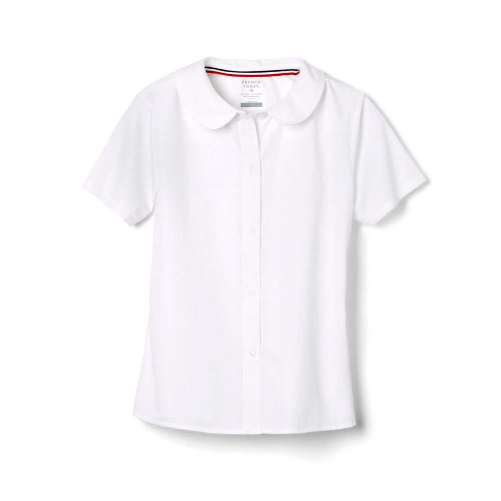 French Toast Blusa de manga corta con cuello Peter Pan para niñas