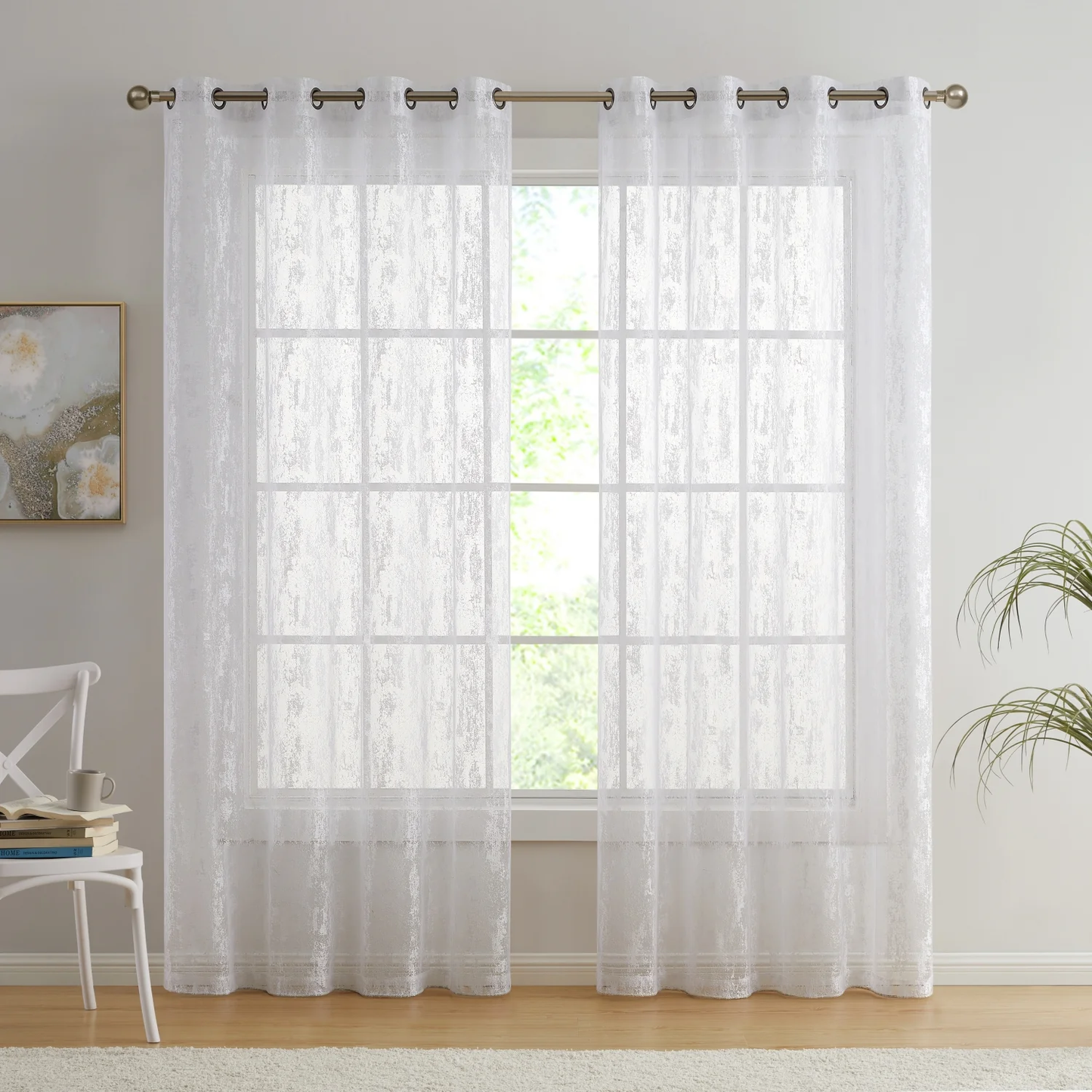 HLC Crawford Abstract Grommet Sheer Curtains