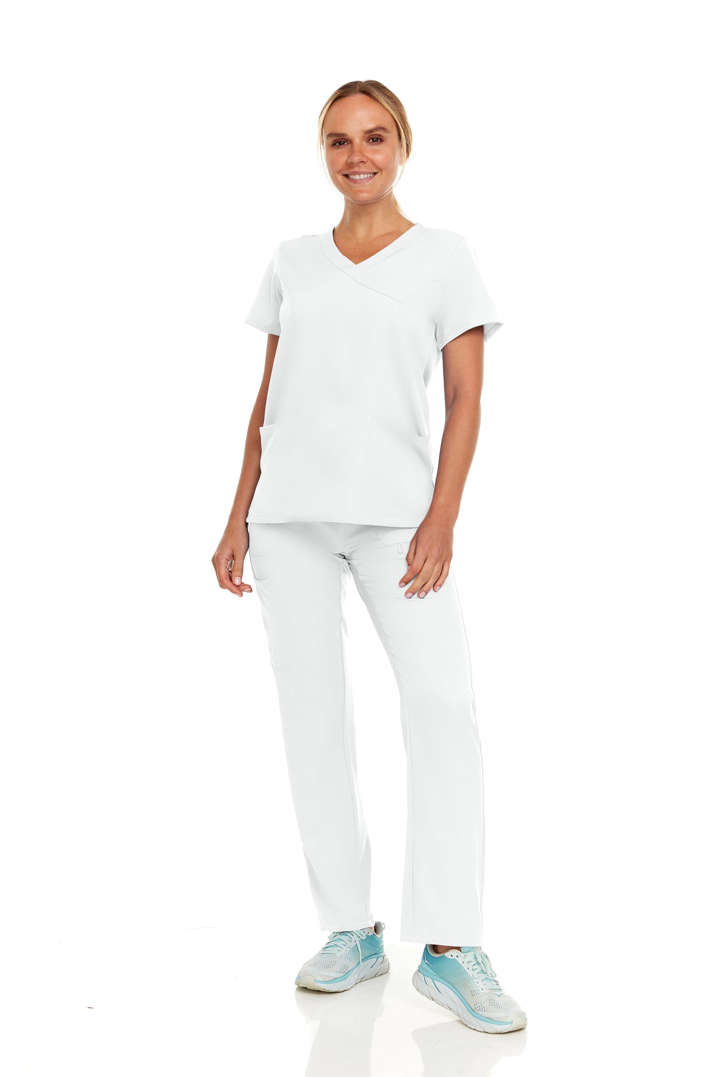 Hey Medical Mock Wrap Top Cargo Pants Scrub Set