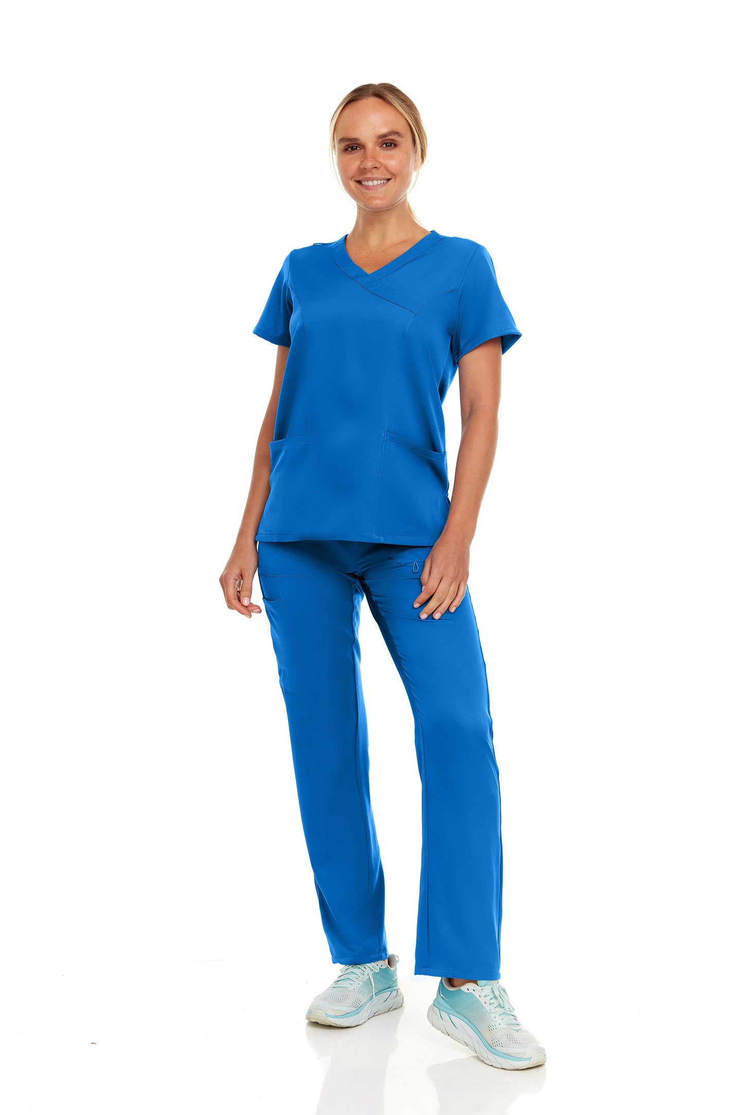 Hey Medical Mock Wrap Top Cargo Pants Scrub Set