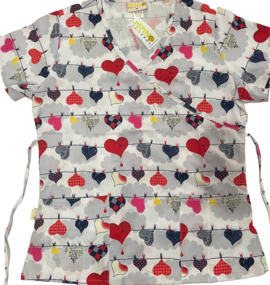 Pepino Uniforms Top cruzado simulado con corazones colgantes estampados