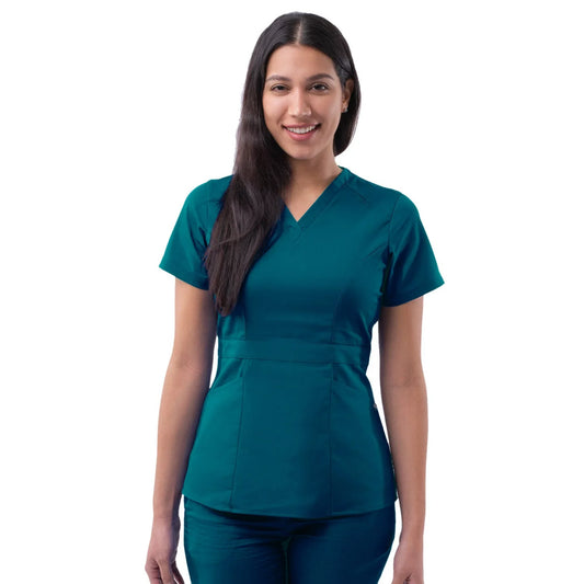 Adar Pro Tailored Peplum Scrub Top