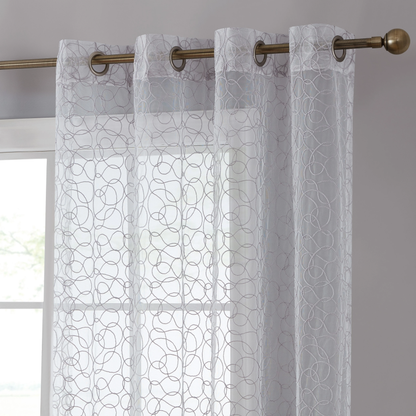 HLC Audrey Embroidered Grommet Sheer Curtain Panels