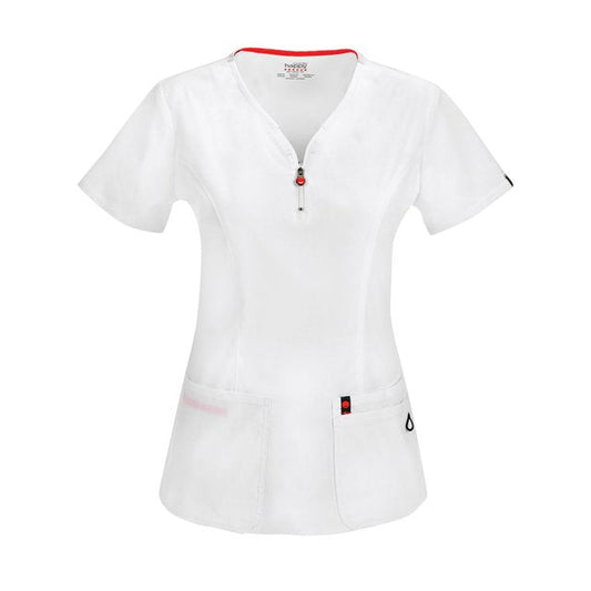 Blusa médica con cuello en V y cremallera de Code Happy