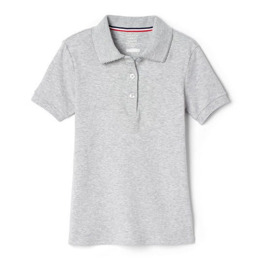 French Toast Girls Short Sleeve Interlock Polo with Picot Collar