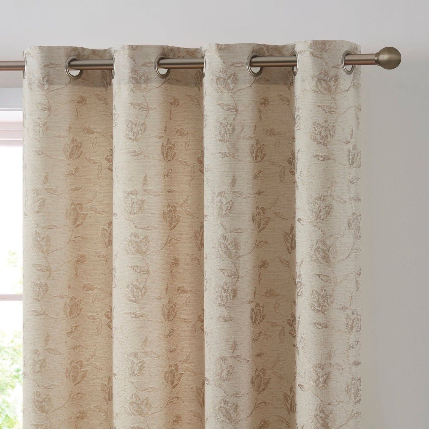 HLC Zoey Burlap Floral Grommet Curtains