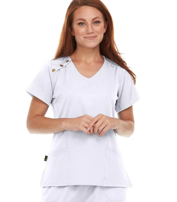 Pepino Uniforms Snaps V-Neck Top