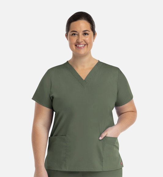 Maevn Red Panda V-Neck 2-Pocket Top