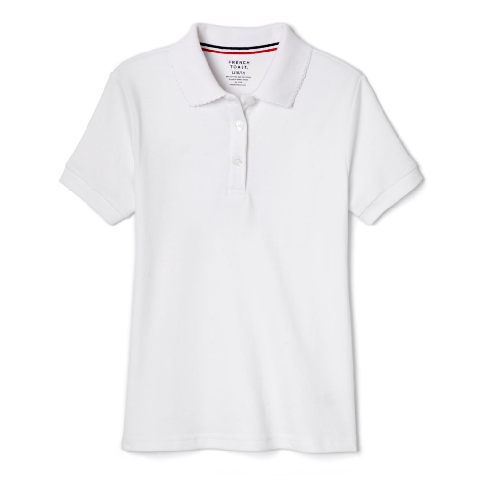 French Toast Girls Short Sleeve Interlock Polo with Picot Collar