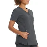 Blusa médica con cuello en V y ribete de punto acanalado de sarga elástica genuina de Dickies