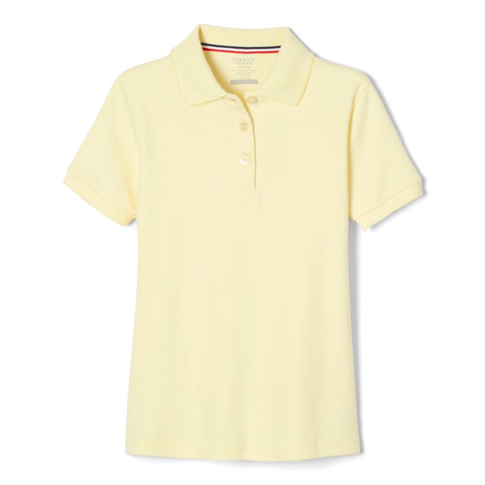 French Toast Girls Short Sleeve Interlock Polo with Picot Collar