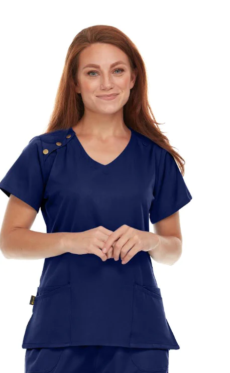 Pepino Uniforms Snaps V-Neck Top