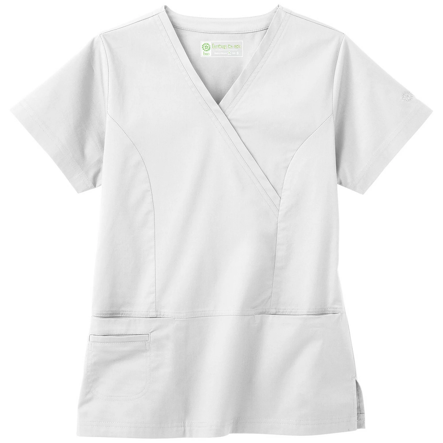 Bio Stretch Banded Mock Wrap Scrub Top