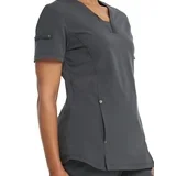 Blusa médica con cuello en V y ribete de punto acanalado de sarga elástica genuina de Dickies