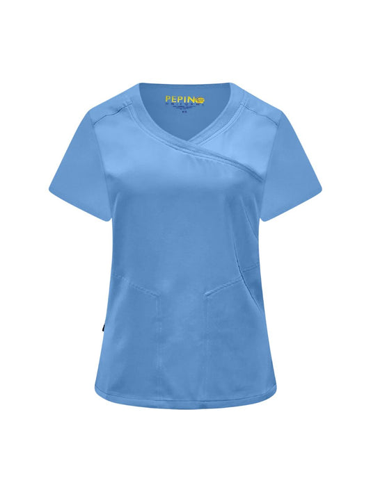 Pepino Uniforms Wrap Neck Side Pocket Scrub Top