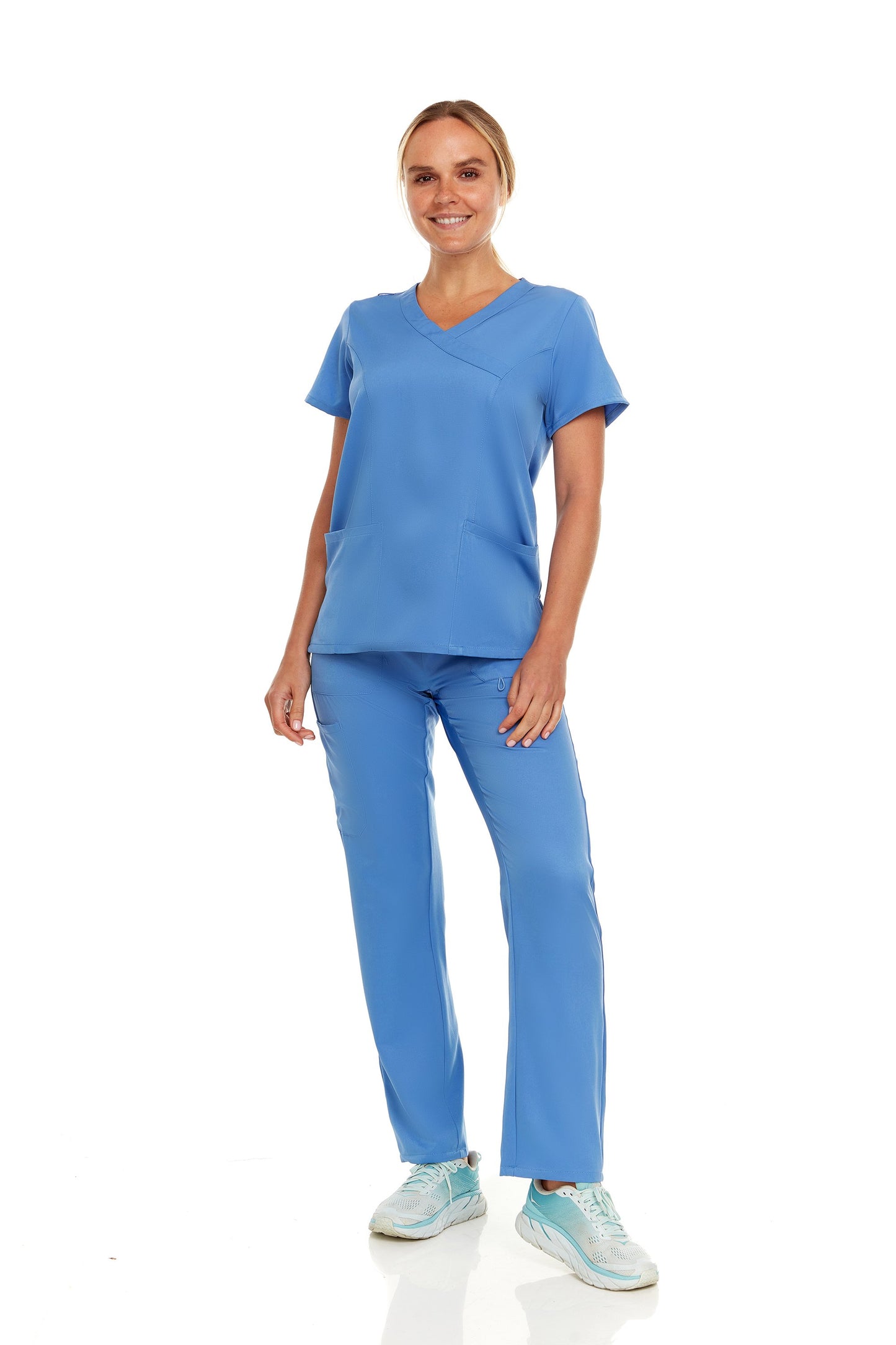 Hey Medical Mock Wrap Top Cargo Pants Scrub Set