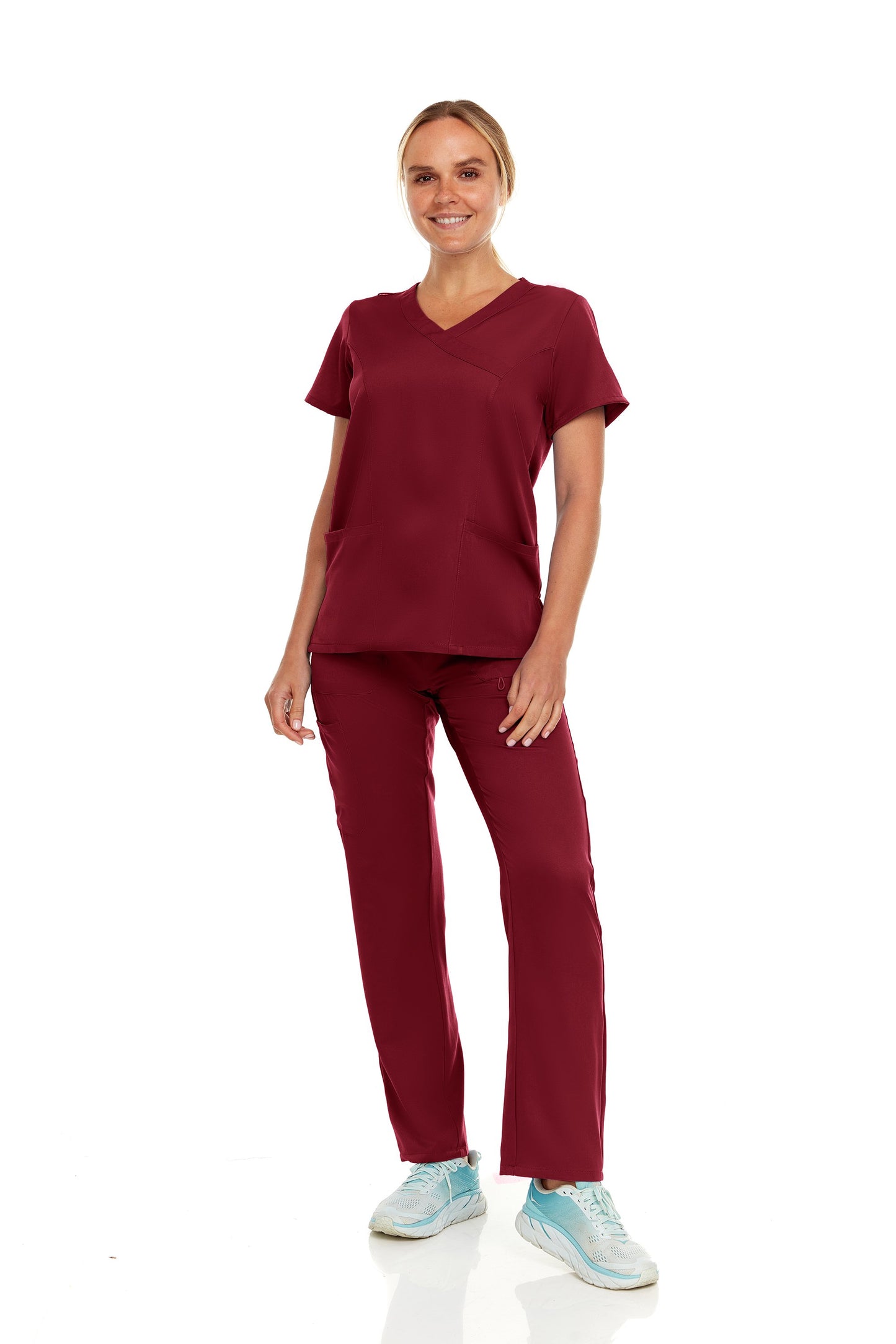 Hey Medical Mock Wrap Top Cargo Pants Scrub Set